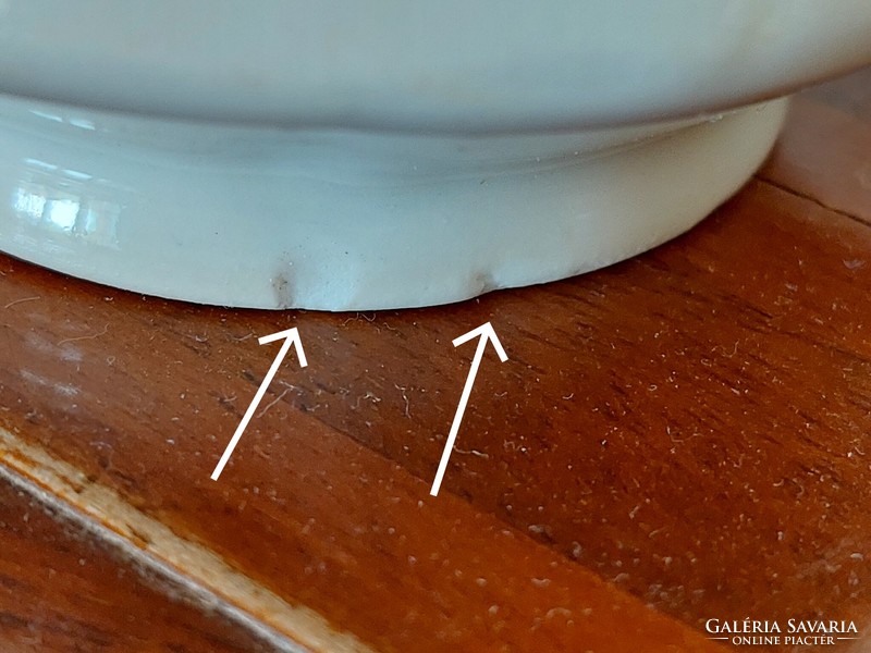 Antik kőporcelán tejkiöntő vastagfalú fehér porcelán bieder kis kancsó
