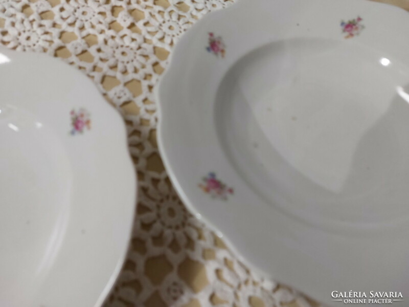 Zsolnay, beautiful porcelain deep plate with small flowers, 2 pcs