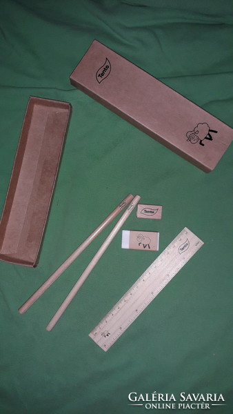 Tento paper factory advertising boxed stationery set - 2 pencils, ruler eraser, sharpener as shown in the pictures