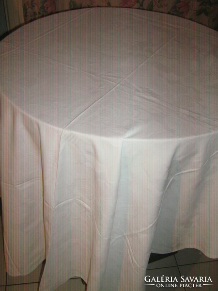 Beautiful antique white damask tablecloth with large flowers
