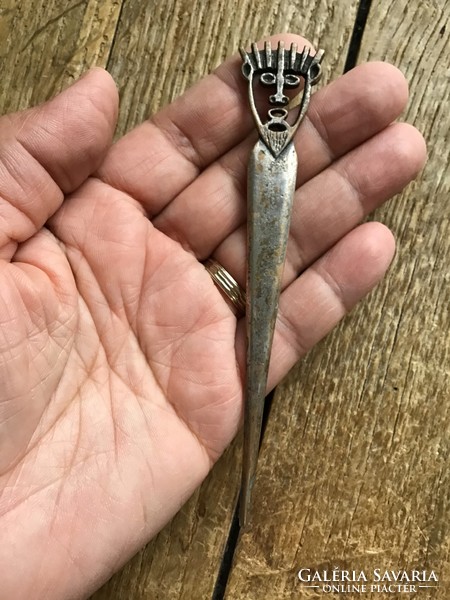 Old silver-plated copper letter opener marked with Harta