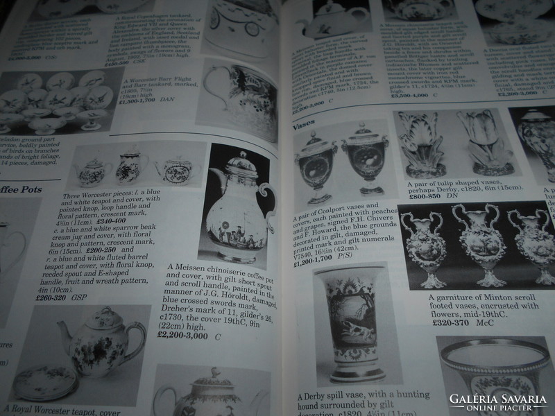 Miller's Antiques price guide, lexikon 1994-os 808 oldalas mindenre kiterjedő témakörben Angol