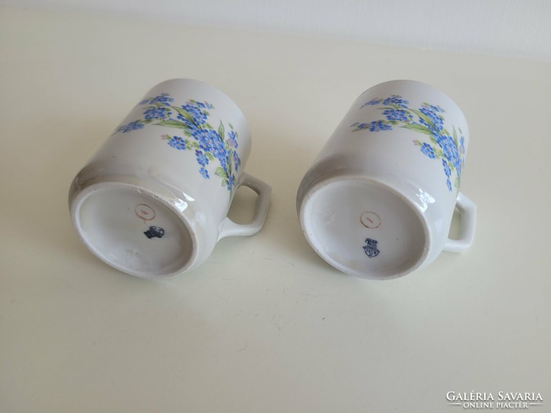 Old Zsolnay porcelain forget-me-not mug tea cup 2 pcs