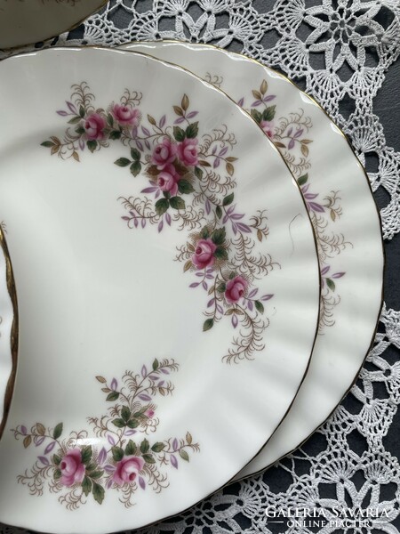 Angol csontporcelán Royal Albert süteményes tányér 6 db- os készlet csodás “Lavender rose” dekorral