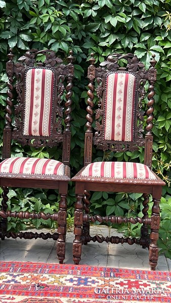 5 Antique Neo-Renaissance style upholstered armchairs