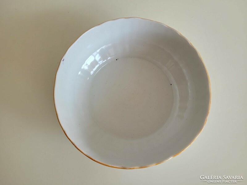 Old Zsolnay porcelain violet pattern folk bowl 25 cm