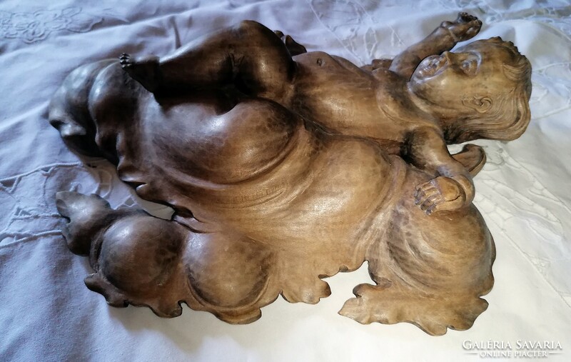 Old, carved wooden angel, cherub, wall decoration. Unique, for collection! 33 cm!