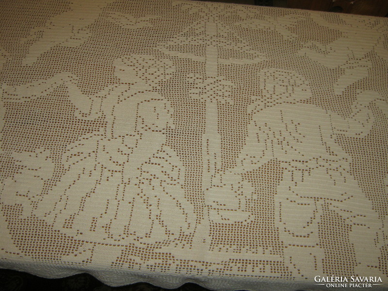 Régi Horgolt teritő ágyra asztalra 210 cm x 140 cm