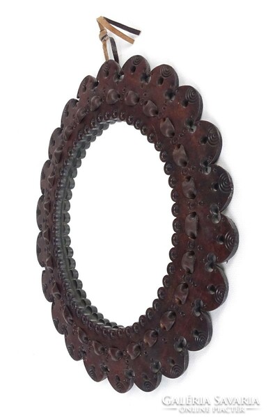 1N013 applied art leather mirror 29 cm