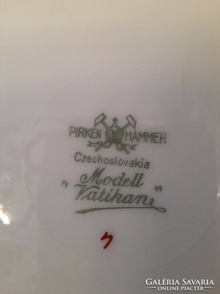 Exclusive fischer & mieg pirkenhammer Vatican 1918-1945 pink porcelain 6 deep plates, plates. 26 Cm.