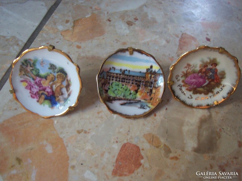 3 pcs collector mini limoges plate together