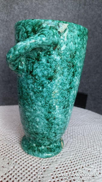 Gorka gauze with twisted handle, marked, ceramic vase, glaze crack at the bottom, height 19 cm, opening 10 cm