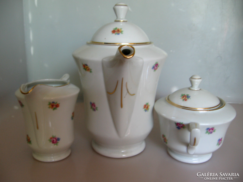 Art deco small floral, elf ears coffee offering set of 3 pieces Czech bohemia