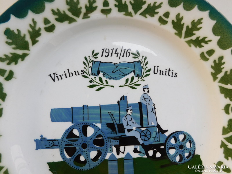 Antik tányér első világháborús jelenettel 23.5 cm