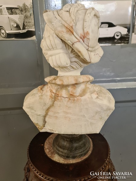Marble bust of a lady in a hat, bust