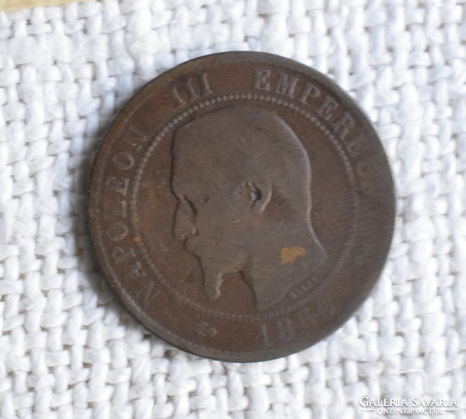 France, 10 centime, b, 1856, money, coin