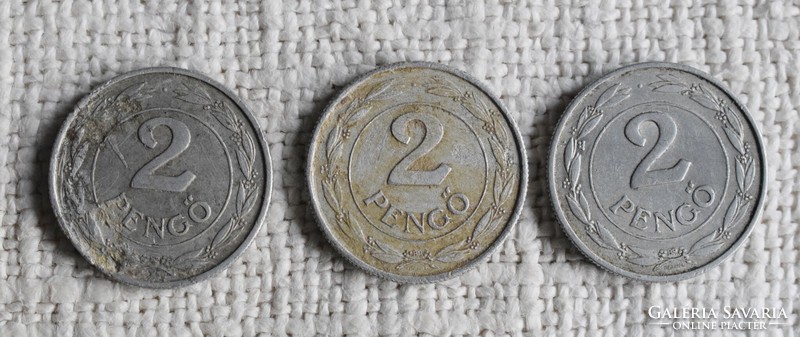2 Pengő, Budapest, 1941; 1943, money, coin, Hungarian kingdom 3 pcs.