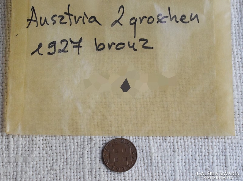 2 Groschen , 1927 , osztrák pénz érme , Ausztria