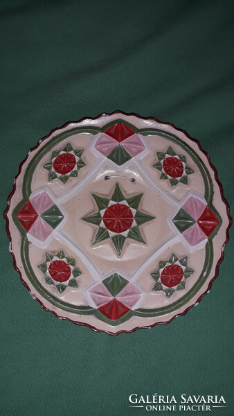 Antik parasztházas köménymagvirág mintás trikolór színek fali dísz tányér 16 cm a képek szerint