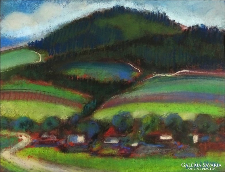 1N252 xx. Century painter: Transylvanian landscape 1994