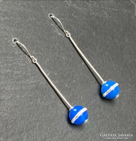 Blue agate silver earrings, 925 - many handmade jewelry