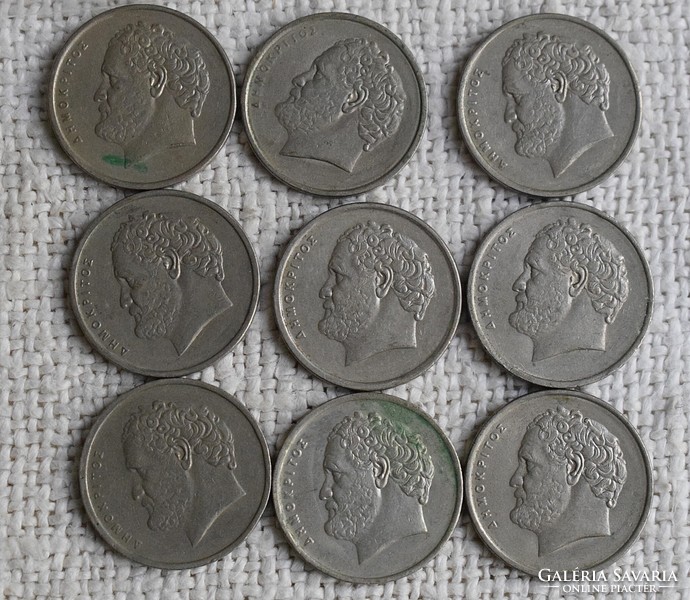 Greece 10 drachmas, 1988, 1982, 1984, 1986, 1976, Greek, money, coin 9 pieces