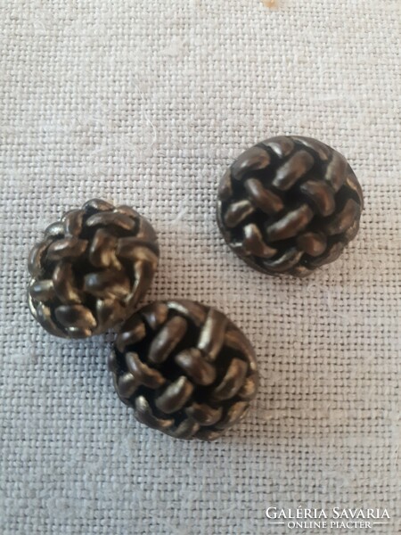 3 pcs antique braided patterned copper buttons