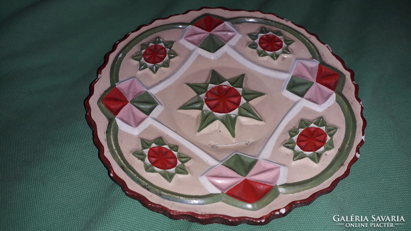 Antik parasztházas köménymagvirág mintás trikolór színek fali dísz tányér 16 cm a képek szerint
