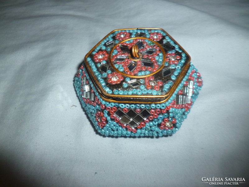 Small hand decorated ring holder box