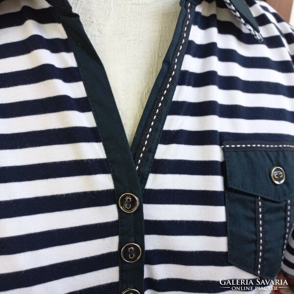 Blue white striped polo shirt