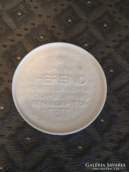Antique Herend round plaque, anniversary edition, 'company name'