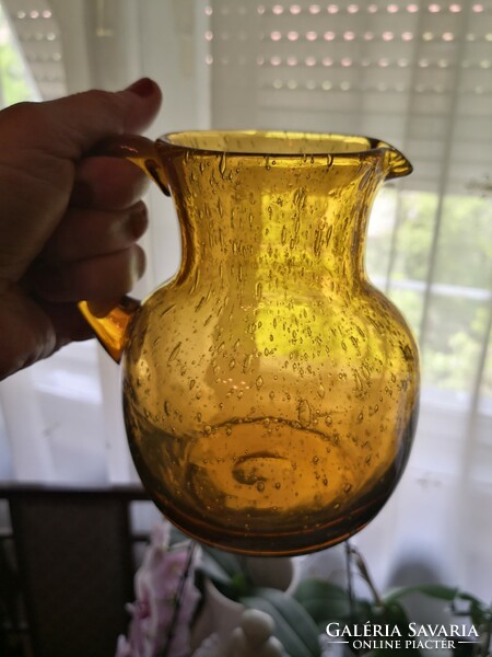 Borostyán buborékos vintage üveg kancsó