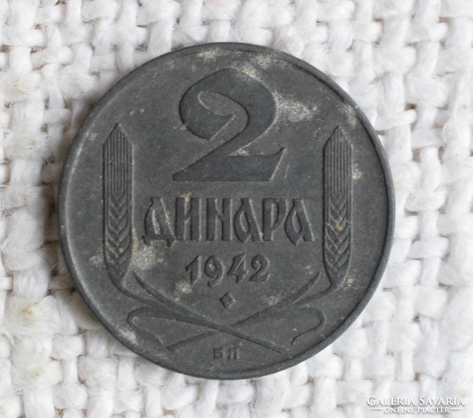Szerbia 2 Dinár , 1942 , pénz , érme