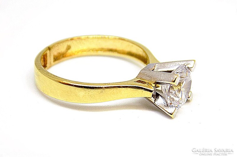 Yellow-white gold solitaire ring (zal-102933)