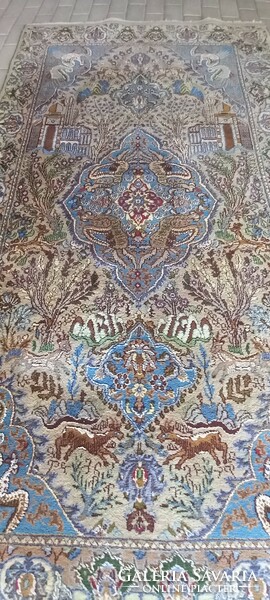 Hand-knotted Iranian Kasmar Persian carpet with animal figures is negotiable