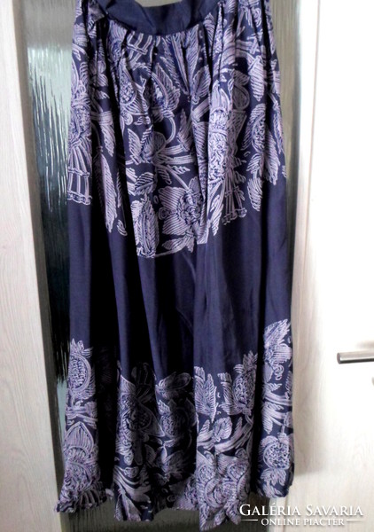 Women's summer skirt 4.: Dark blue with purple flowers