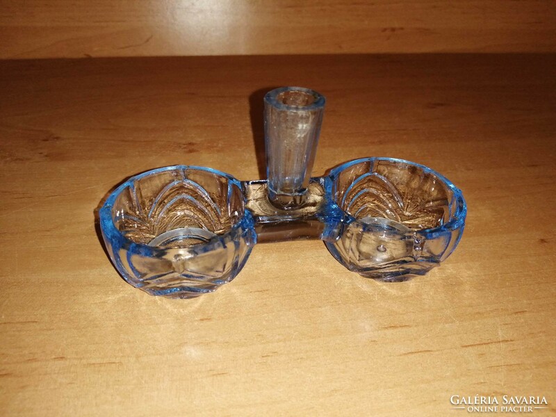Retro blue glass table salt and pepper shaker (25/d)
