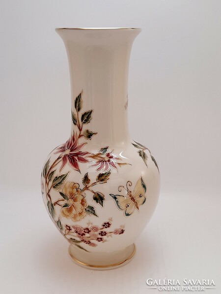 Zsolnay butterfly flower pattern vase, 26 cm