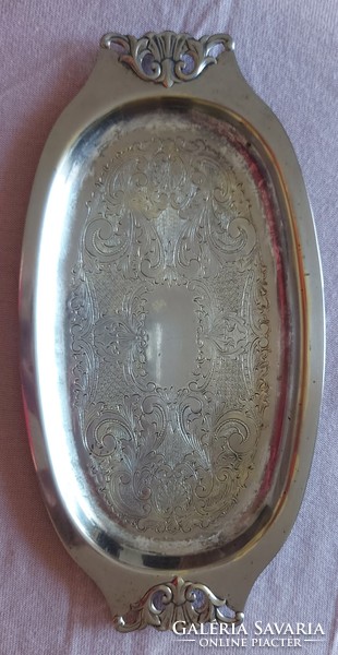 Antique silver-plated, engraved tray