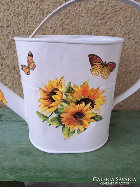 Sunflower Decoupage Decoupage Decoupage Tin Watering Can Butterfly Village Peasant Peasant