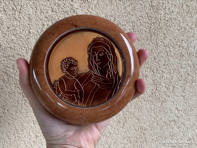 Ceramic wall picture: Virgin Mary with child