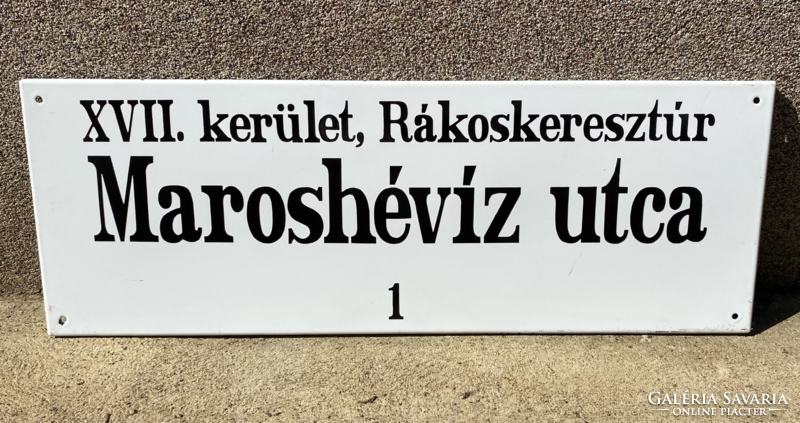 Maroshévíz street (85 cm x 30 cm) - street sign, enamel sign (enamel sign)