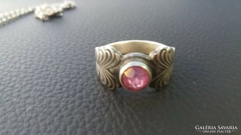 Old Russian silver ring with ruby