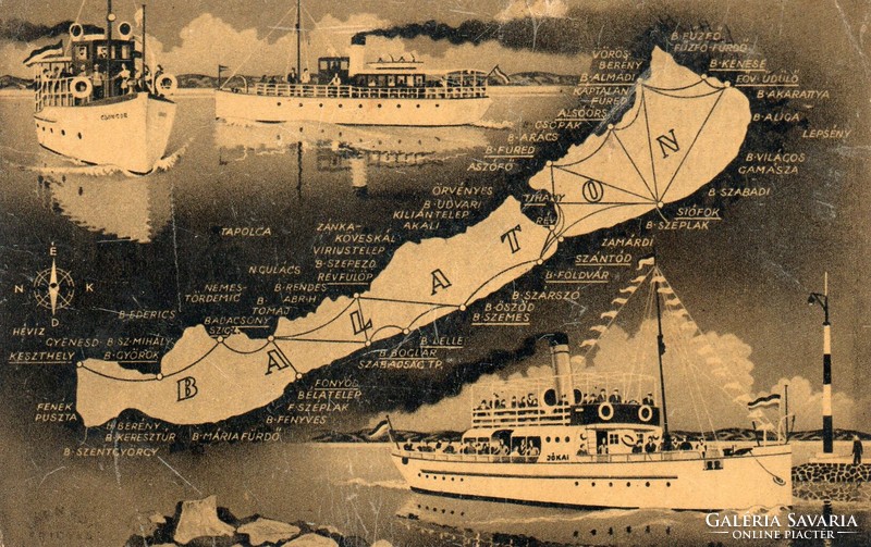 Ba - 001 Balaton hajózási térképe (posta tiszta)