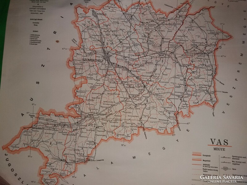 1957. Régi Rendőrségi megyetérkép a közigazgatási átalkítások után VAS megye a képek szerint
