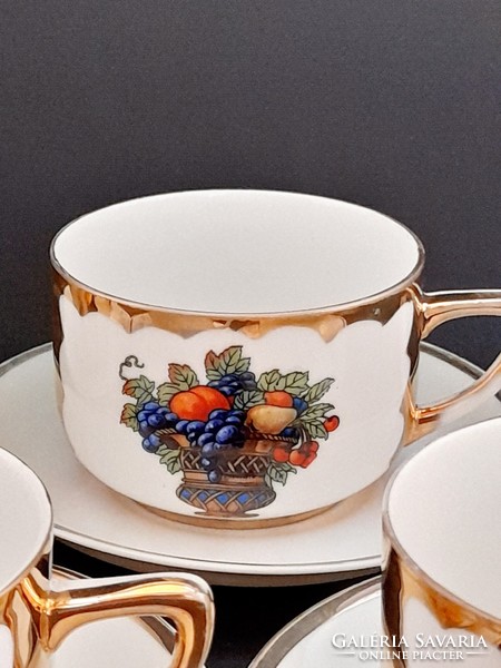 Victoria Czechoslovakia porcelain teacups with bottoms, 4 in one