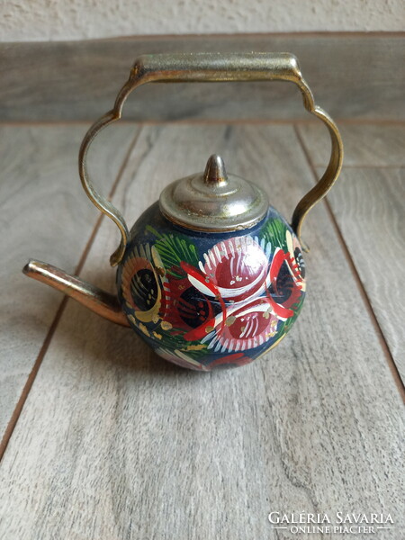 Nice old enamel-painted copper ornament in the form of a spout
