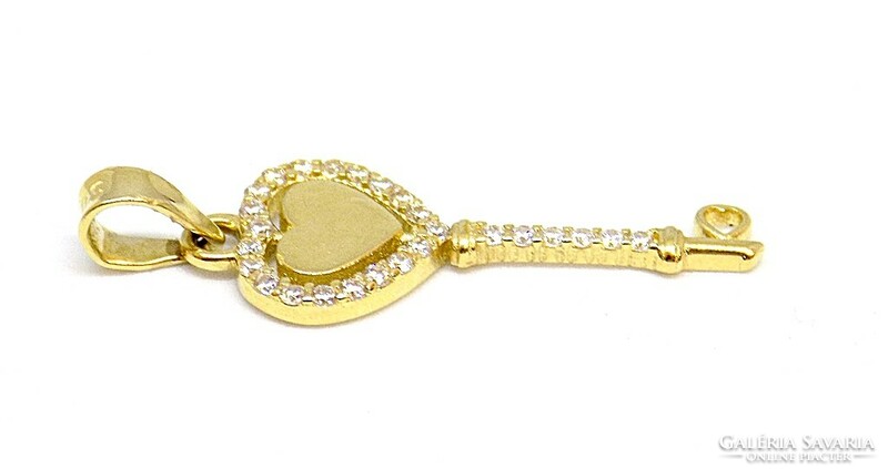 Stoned gold key pendant (zal-au117513)