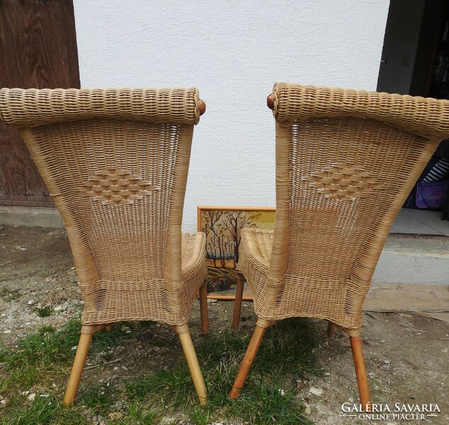 Pair of rattan cane dining chairs