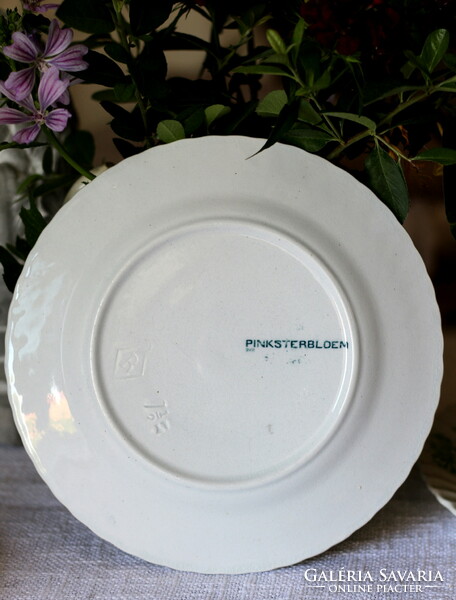 Antik fajansz, Petrus Regout tányérok, dekor neve Pinksterbloem, vintage, cottage style